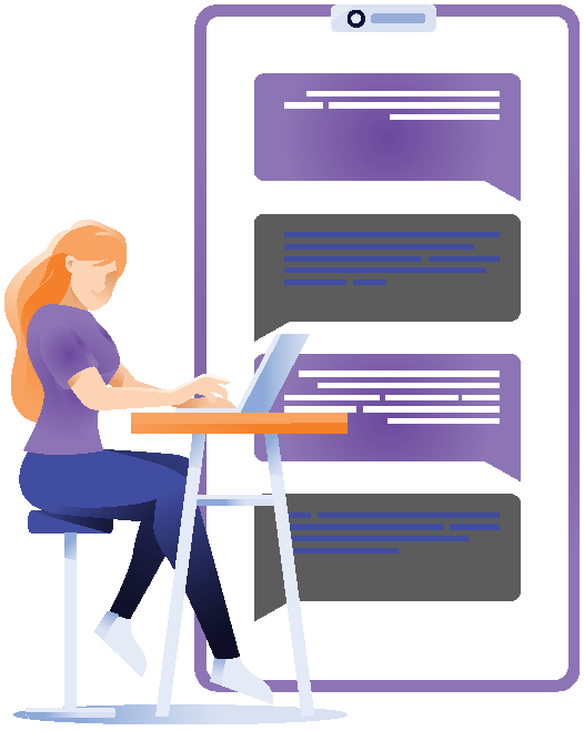 Illustration of customer support via SMS for efficient service.